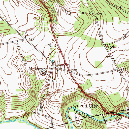 Topographic Map of McIntyre Cemetery, PA