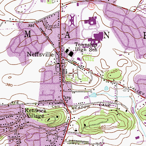 Topographic Map of Saint Peter's Lutheran Cemetery, PA