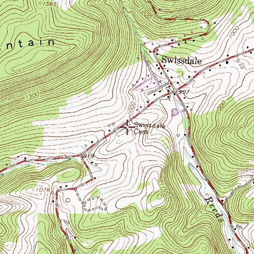 Topographic Map of Swissdale Cemetery, PA