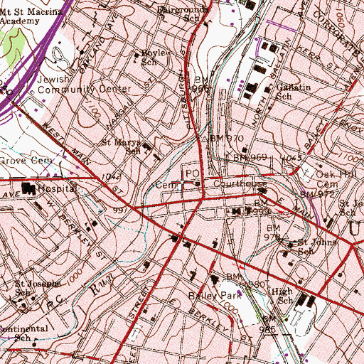 Topographic Map of Old Methodist Cemetery, PA