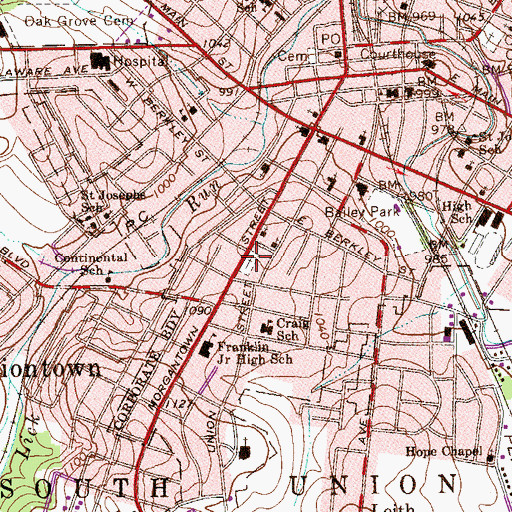 Topographic Map of Bethel Baptist Church Cemetery, PA