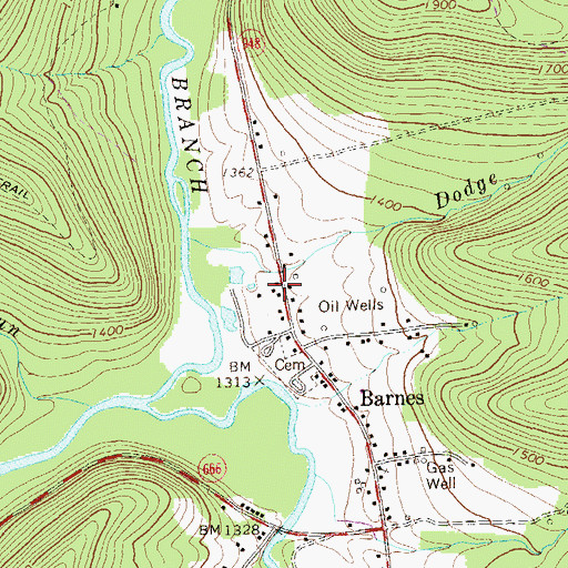 Topographic Map of Barnes Cemetery, PA
