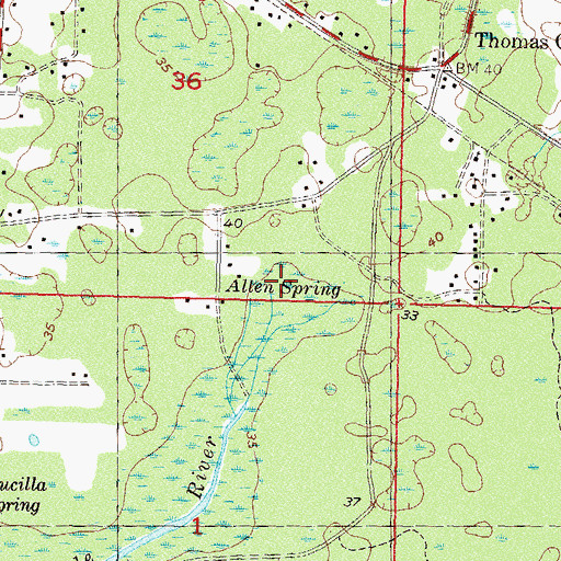 Topographic Map of Allen Spring, FL
