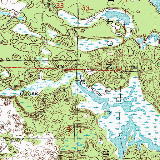 Topographic Map of Stevenson Creek Flowage, WI