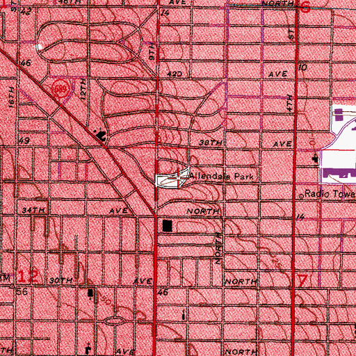 Topographic Map of Allendale Park, FL