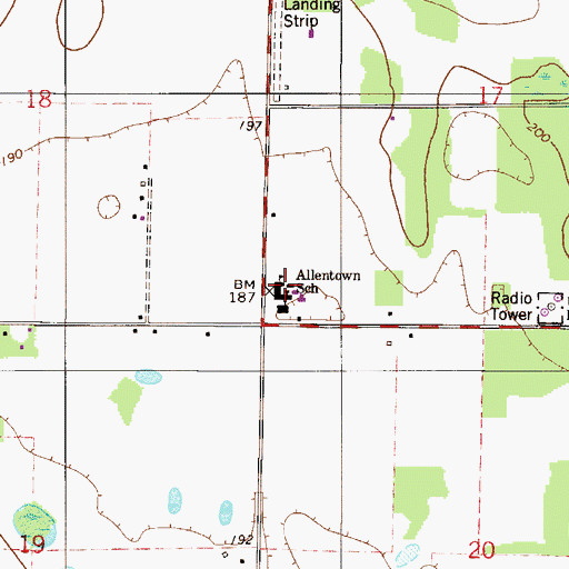 Topographic Map of Allentown School, FL