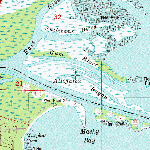 Topographic Map of Alligator Bayou, FL