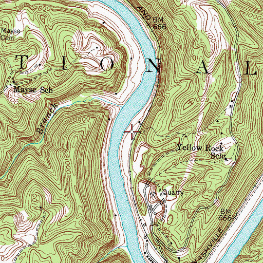 Topographic Map of Long Willow Shoals Bar, KY