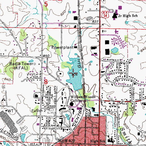 Topographic Map of Junior Lake, MO