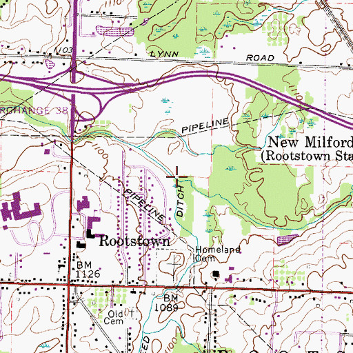 Topographic Map of New Milford Creek, OH