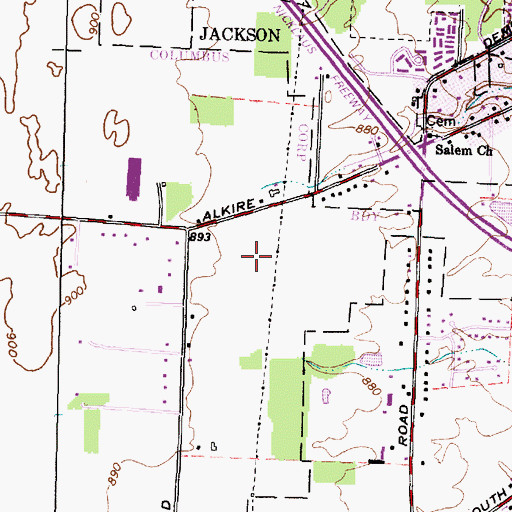 Topographic Map of Alkire Village, OH