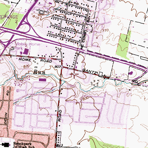 Topographic Map of Parkside Estates, OH