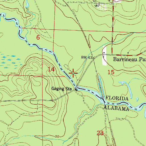 Topographic Map of Alligator Creek, FL
