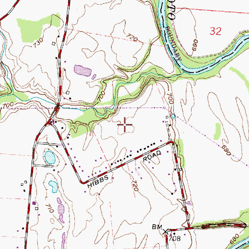 Topographic Map of Hennigans Grove, OH