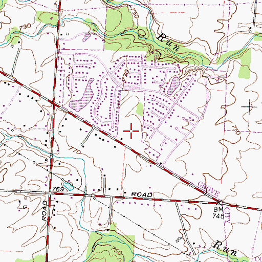 Topographic Map of Ledgestone At Indian Trails, OH