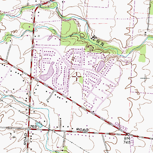 Topographic Map of Woodfield Oaks, OH
