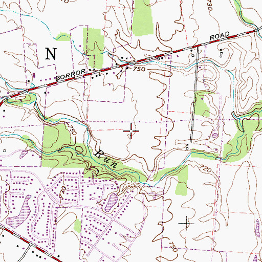 Topographic Map of Grant Run Estates, OH