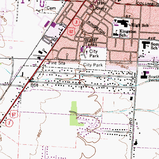 Topographic Map of Castle Farms, OH