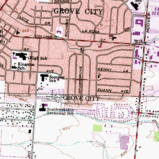 Topographic Map of Brookgrove, OH