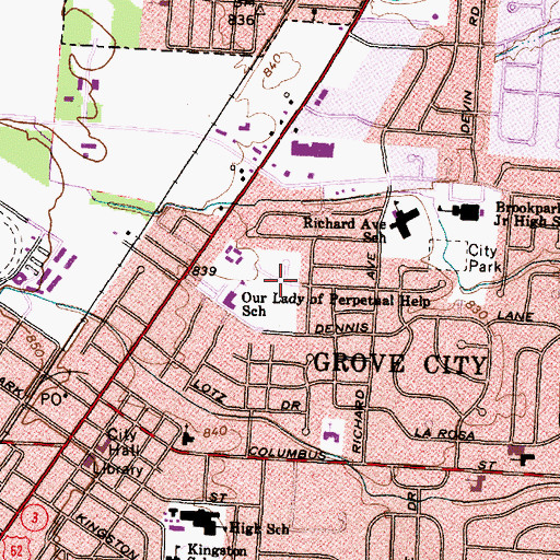 Topographic Map of Oak Grove, OH