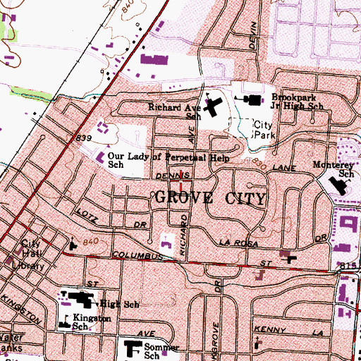 Topographic Map of Jackson Homes, OH