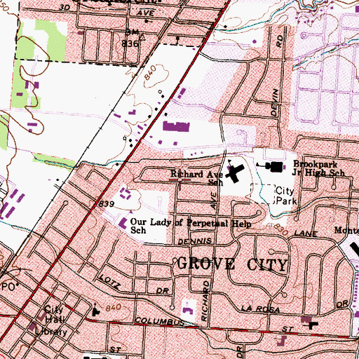 Topographic Map of Barfield Heights, OH