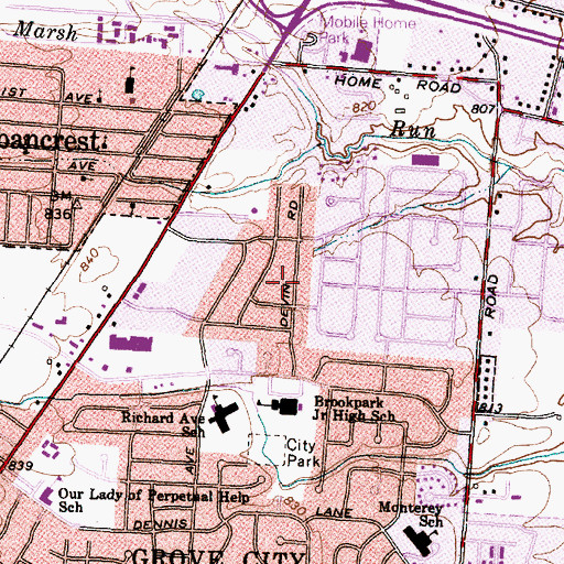 Topographic Map of Parlin Manor, OH