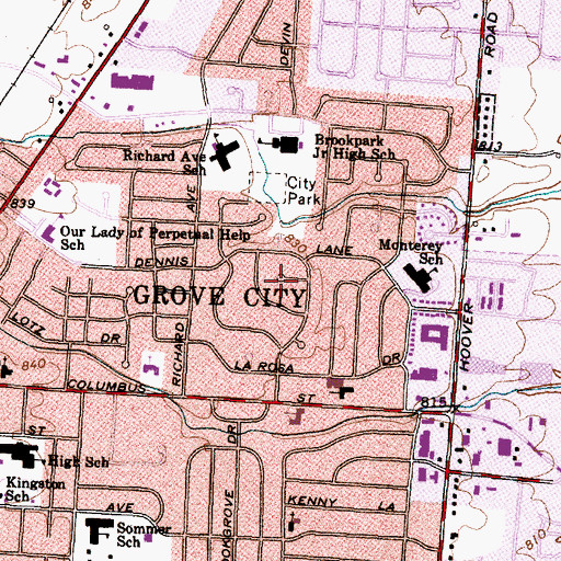 Topographic Map of La Rosa, OH