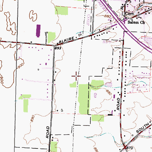 Topographic Map of Hidden Meadows, OH