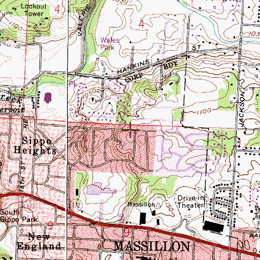 Topographic Map of Colonial Hills, OH