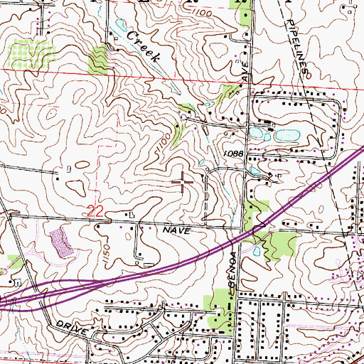 Topographic Map of Bishop Meadows, OH