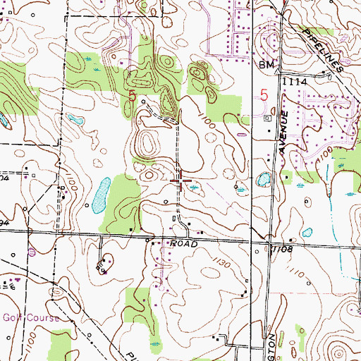 Topographic Map of Country Place Estates, OH