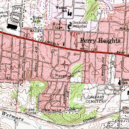 Topographic Map of Crescent Gardens, OH