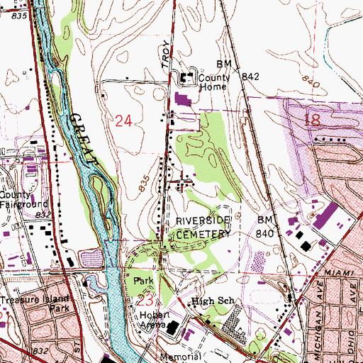 Topographic Map of Woodlawn, OH