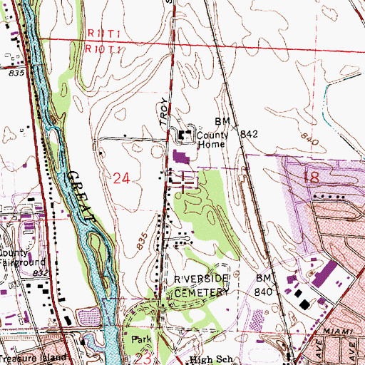 Topographic Map of Nottinghill, OH