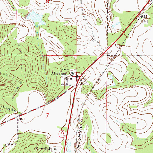 Topographic Map of Almerant Church, FL