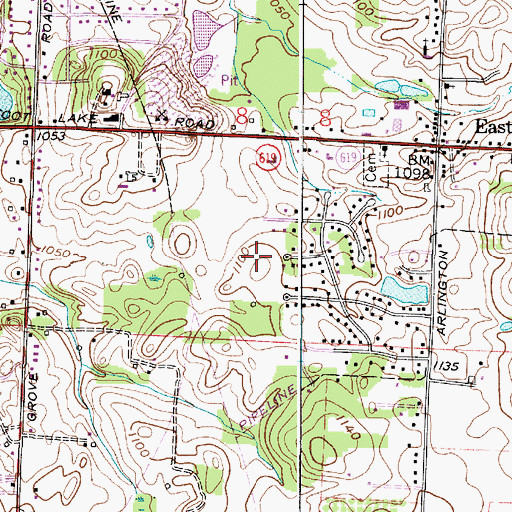 Topographic Map of Ellis Estates, OH
