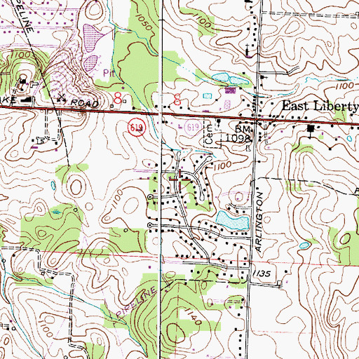 Topographic Map of Brookwood Estates, OH