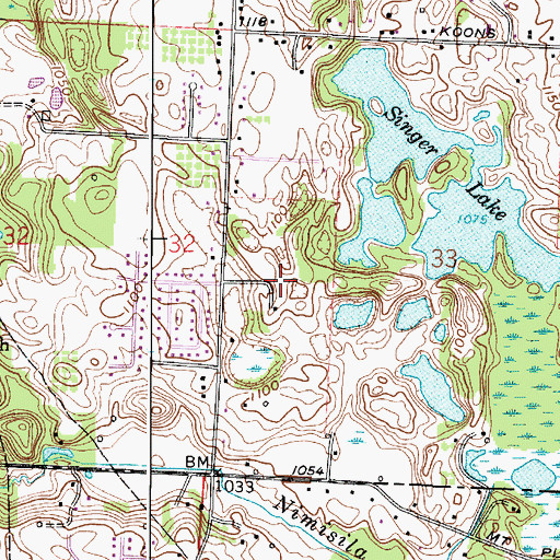Topographic Map of Fox Ridge Estates, OH