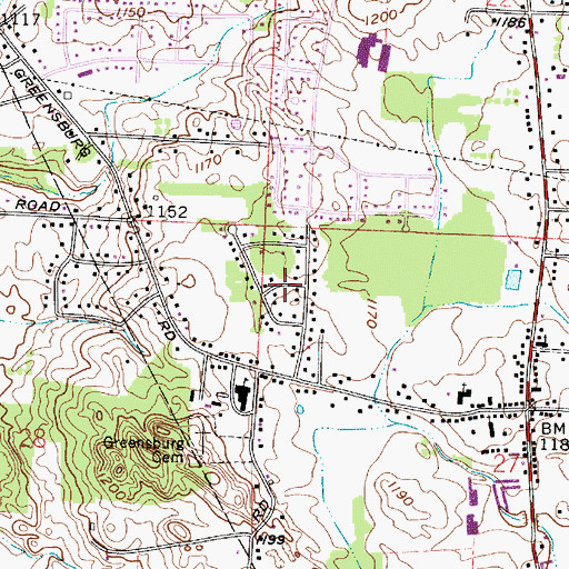 Topographic Map of Greensburg Woodlands, OH