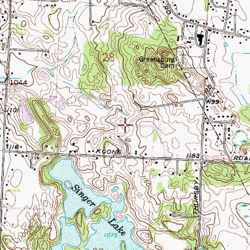 Topographic Map of Hidden Trail Estates, OH