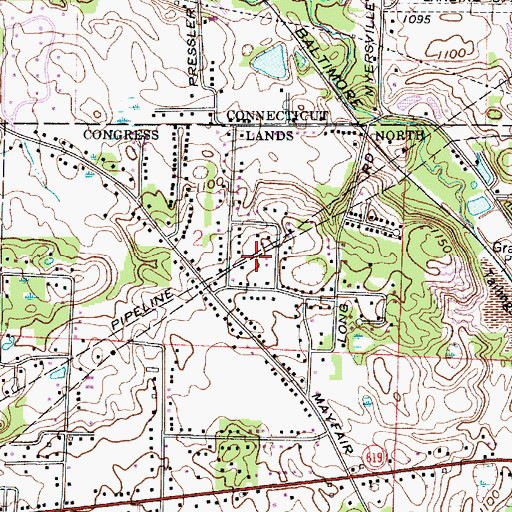 Topographic Map of Mayfair Heights, OH