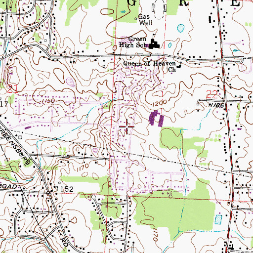 Topographic Map of Green Meadows Estates, OH