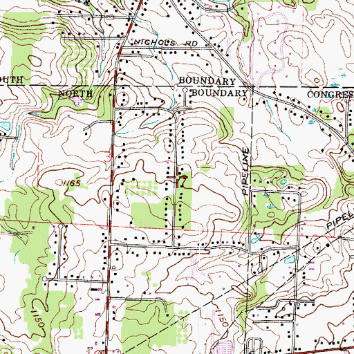 Topographic Map of Walnut Hills, OH