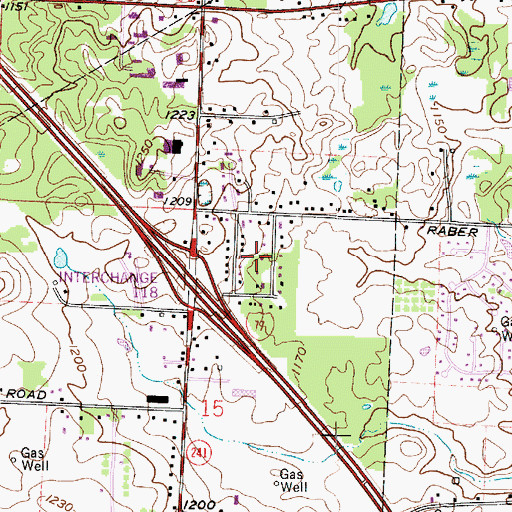 Topographic Map of Robinwood Estates, OH
