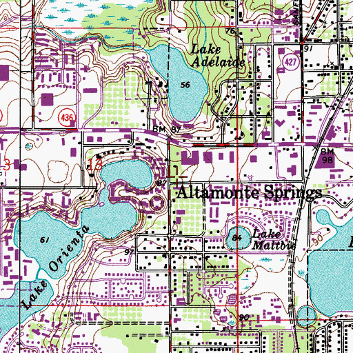 Topographic Map of Altamonte Springs, FL