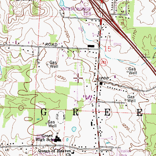 Topographic Map of Green Highlands, OH