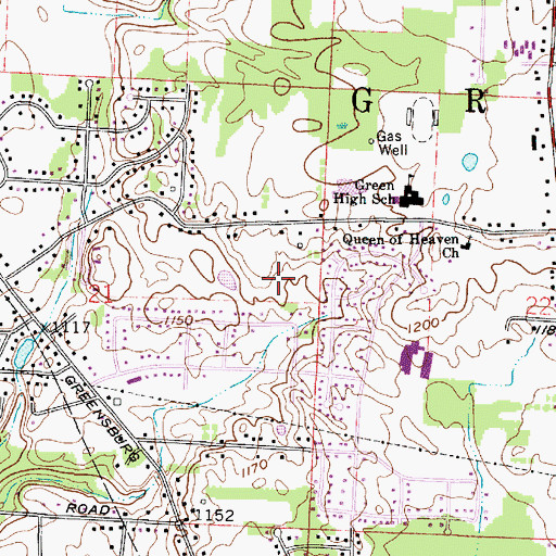 Topographic Map of Greenwood Commons, OH
