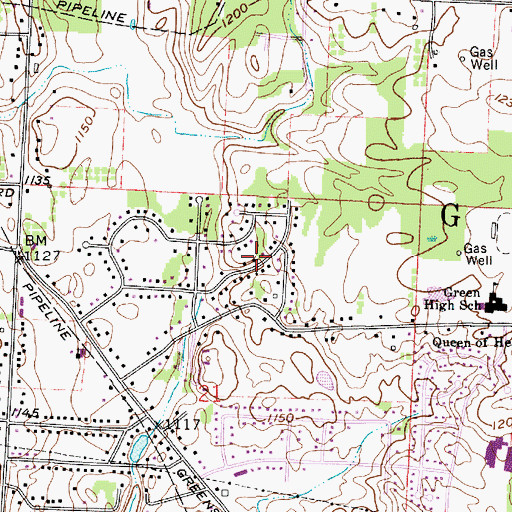 Topographic Map of Rolling Greens Estates, OH
