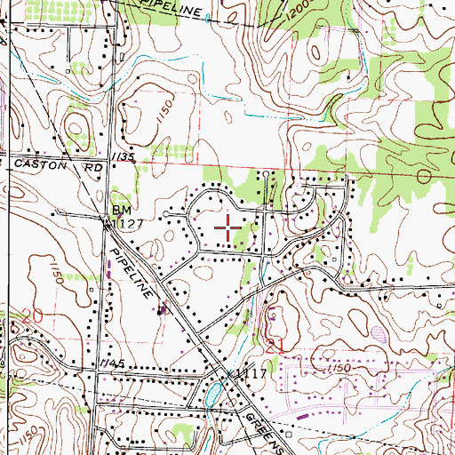Topographic Map of Rolling Greens, OH